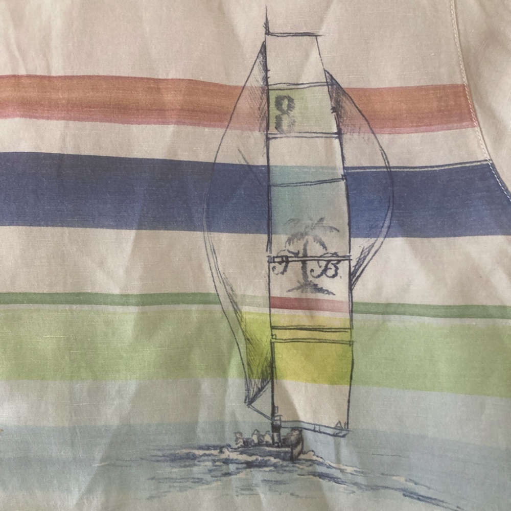 Tommy Bahama Shirt Mens  White Linen Silk Collectors Edition Sailboat Art - Picture 5 of 11